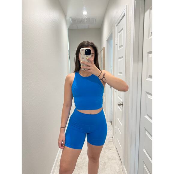 lululemon poolside blue wunder train bikers - size 6, 6" inseam - Picture 1 of 5